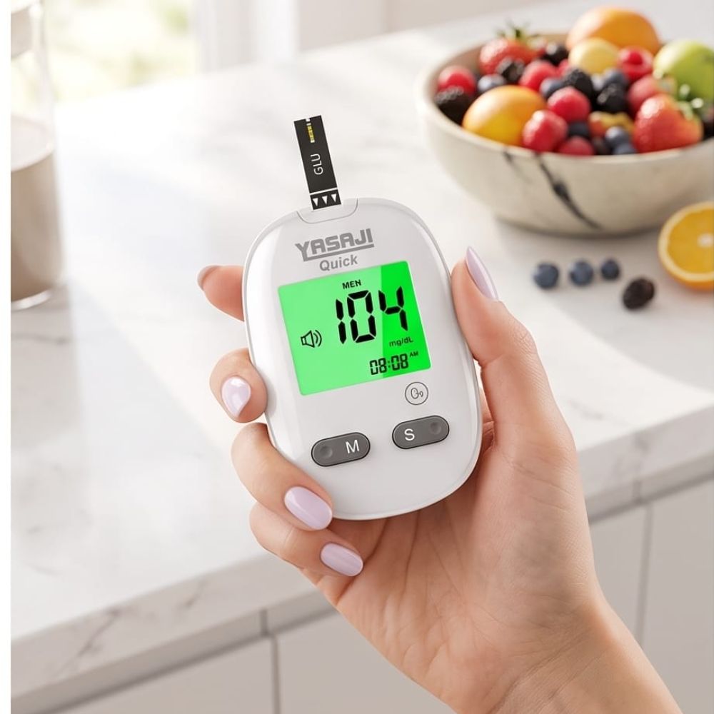 Glucómetro con resultados con voz YASAJI BG-709 + 50 tiras + 50 lancetas